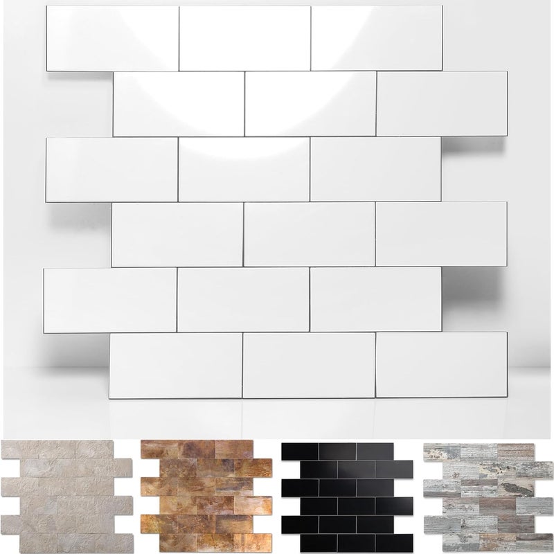 Reovatile 5-Pack Peel and Stick Tile Backsplash 11.8"X11.8" PVC Wall Tiles, Stick on Backsplash for Kitchen, Bathroom Tile, Fireplace Décor, Laundry Table, Stair Decals in Polished Marble White - Image 1